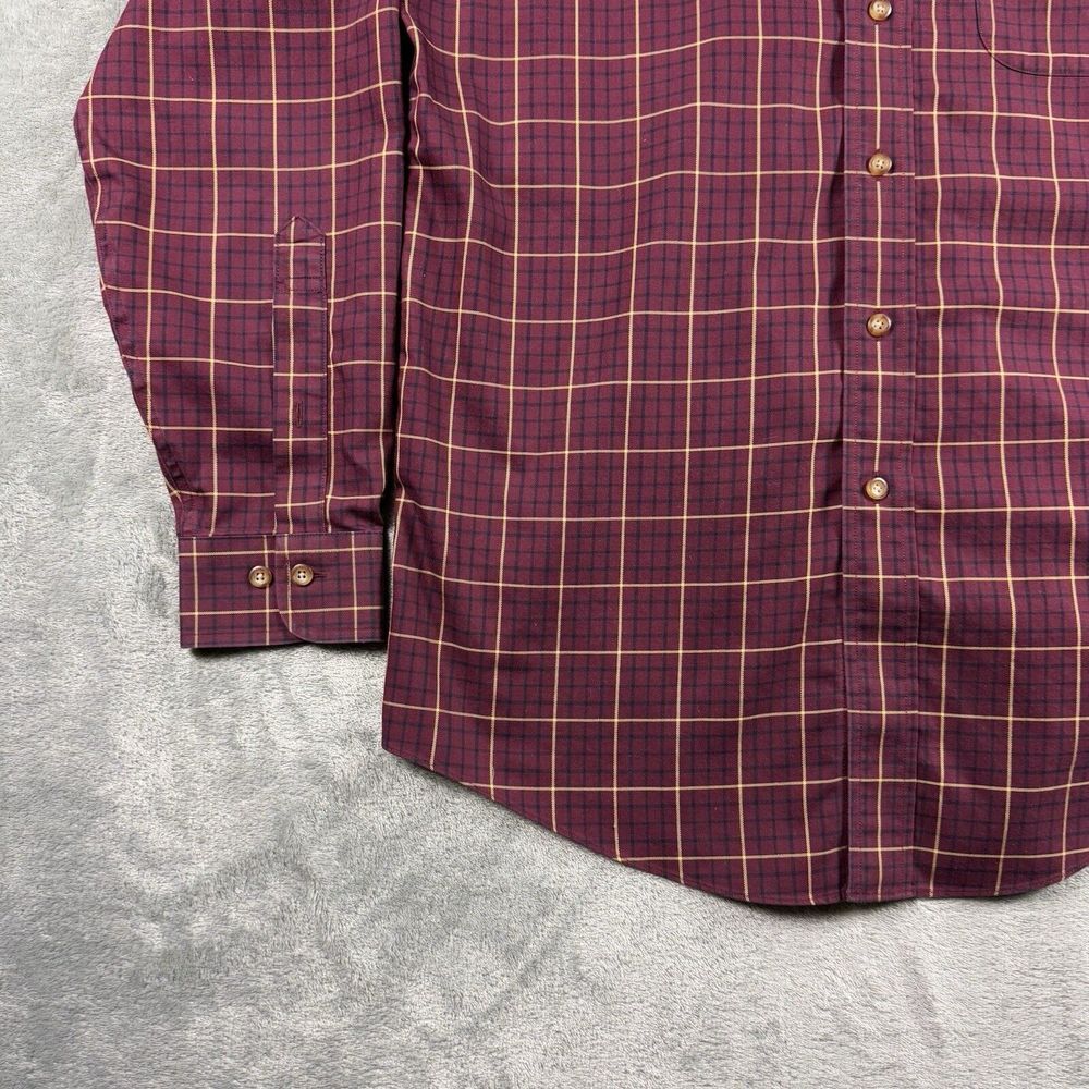 Brooks Brothers 346 Dress Shirt Men Medium Maroon Plaid Check Button-Down Preppy - Picture 4 of 12